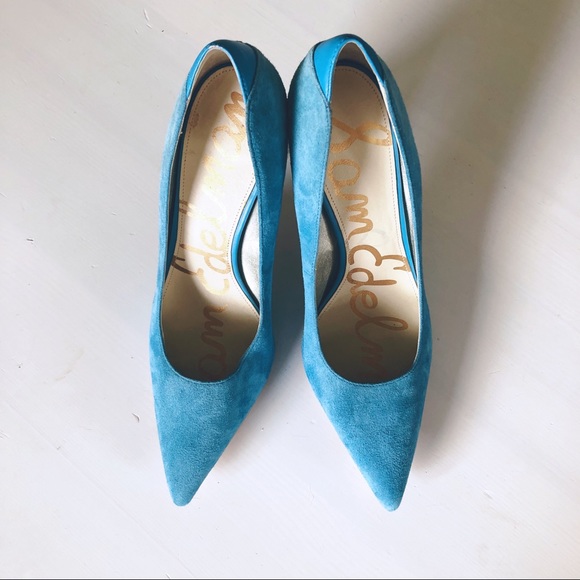 Sam Edelman Teal Blue Pumps Heels Leather 10 DEA - Picture 2 of 7